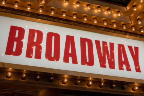 Broadway sign surrounded by lights