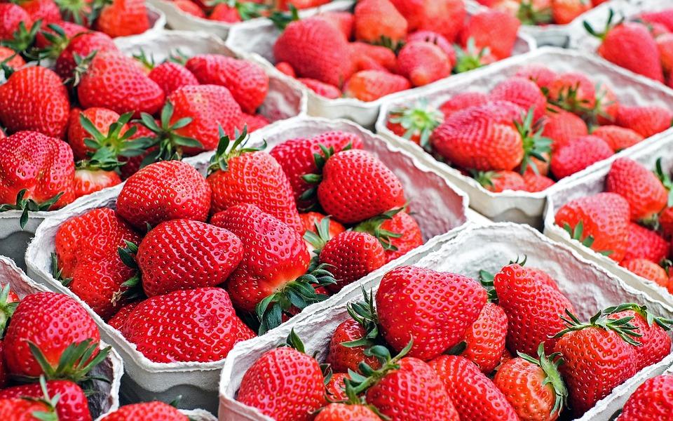 Cardboard pints of strawberries