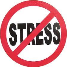 image of the word stress with a ban circle around