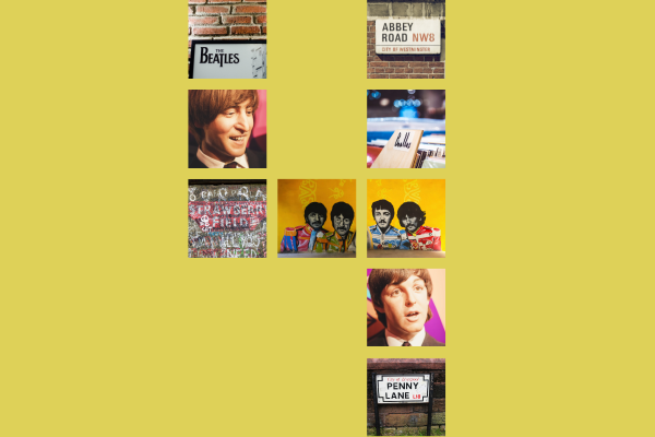 Collage of The Beatles shaped like the number 4