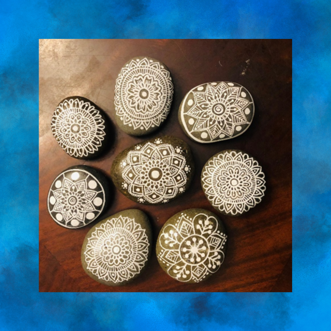 Mandalas painted on a collection of rocks